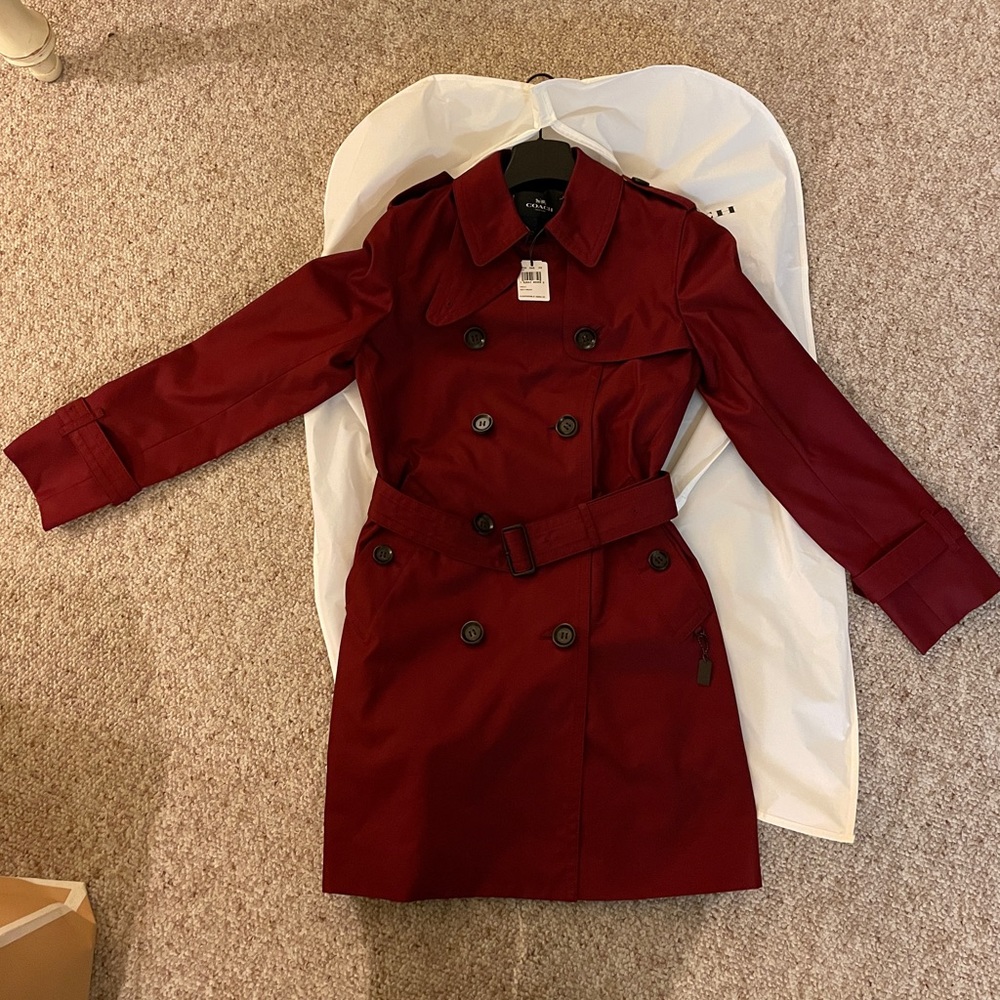 XS Red Coach Trench Coat